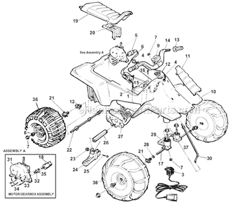 Part Location Diagram of 80029-0047 Power Wheels Handle Bar Switch Assembly